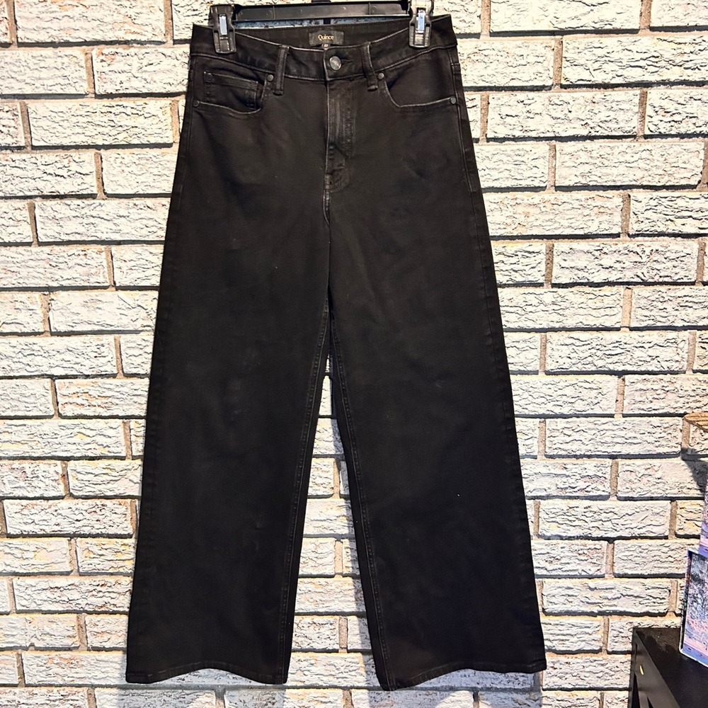 Quince Womens Black Wide Leg High Rise Denim Jeans Size 27